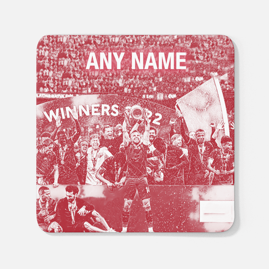 Liverpool 2022 Cup Champions Inspired ‘Personalised' Football Coaster With Optional Mug Set