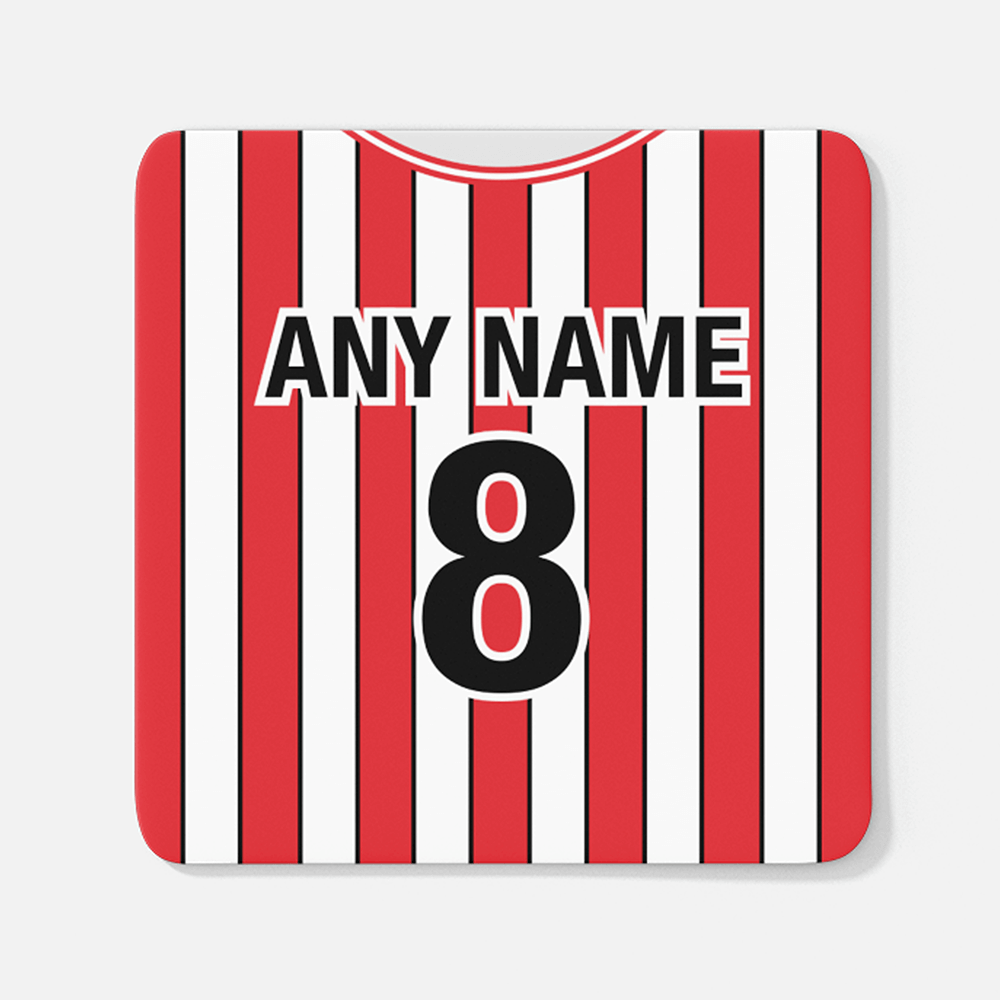 Sheffield United Retro Style Home Kit Shirt Inspired Colours for Personalised Football Mug with optional Coaster.