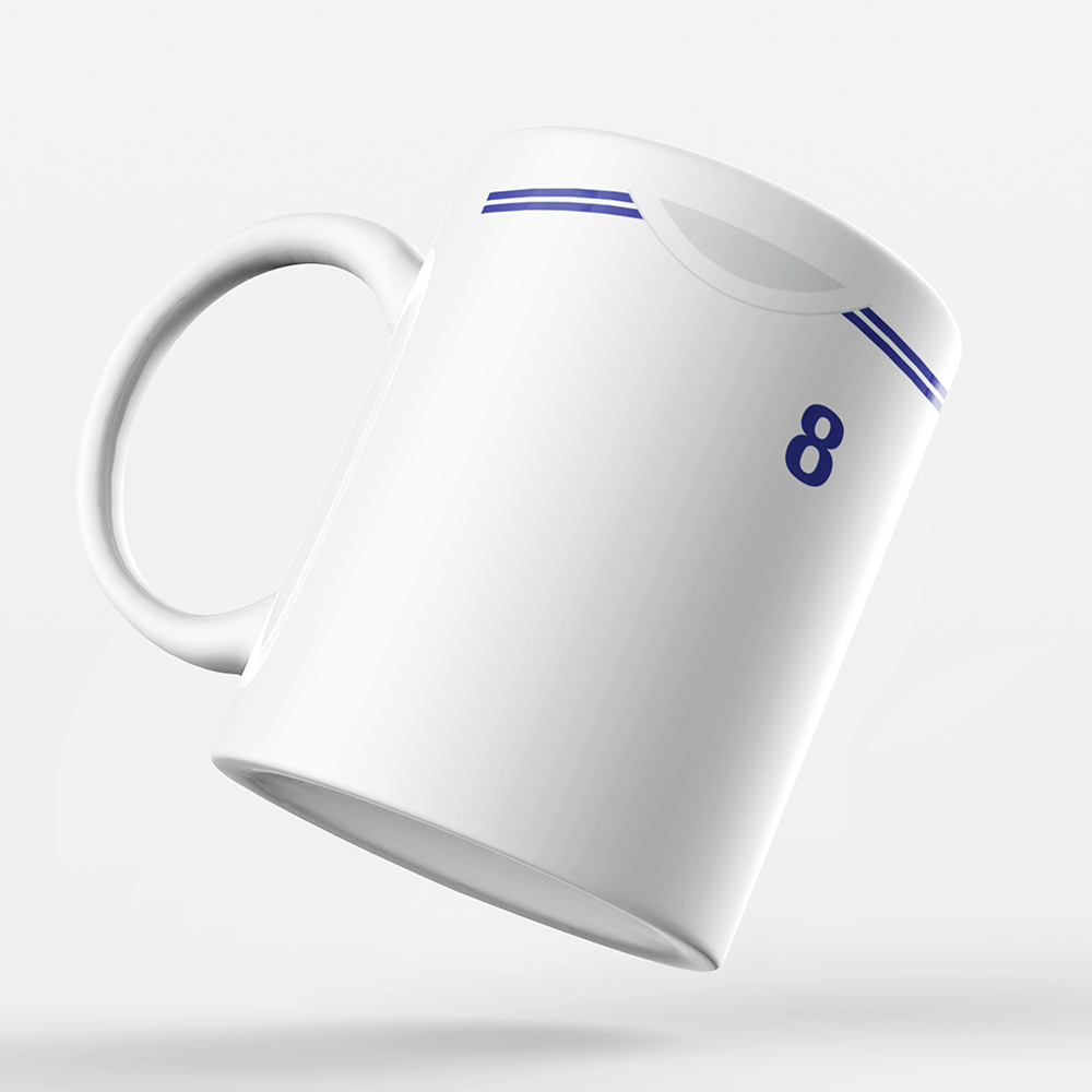 Greece Retro Style Home Kit Shirt Inspired Colours for Personalised Football Mug with optional Coaster. Perfect item for the I Galanolefki fan.