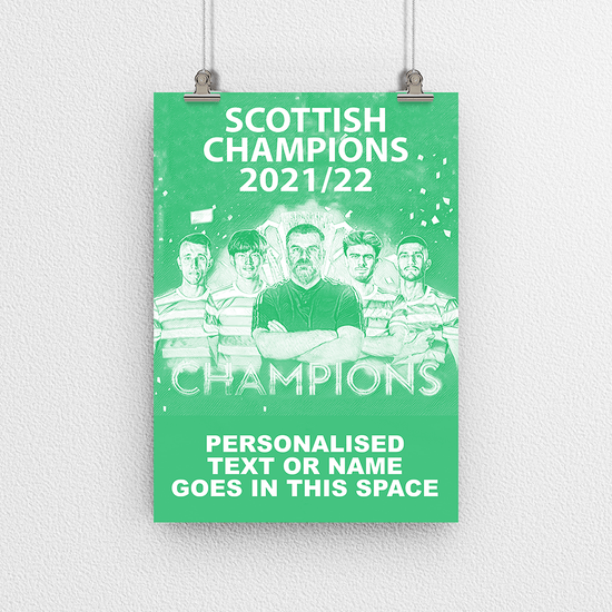 Celtic 2021/2022 Scottish Champions Inspired  'Personalised' Football Poster Print