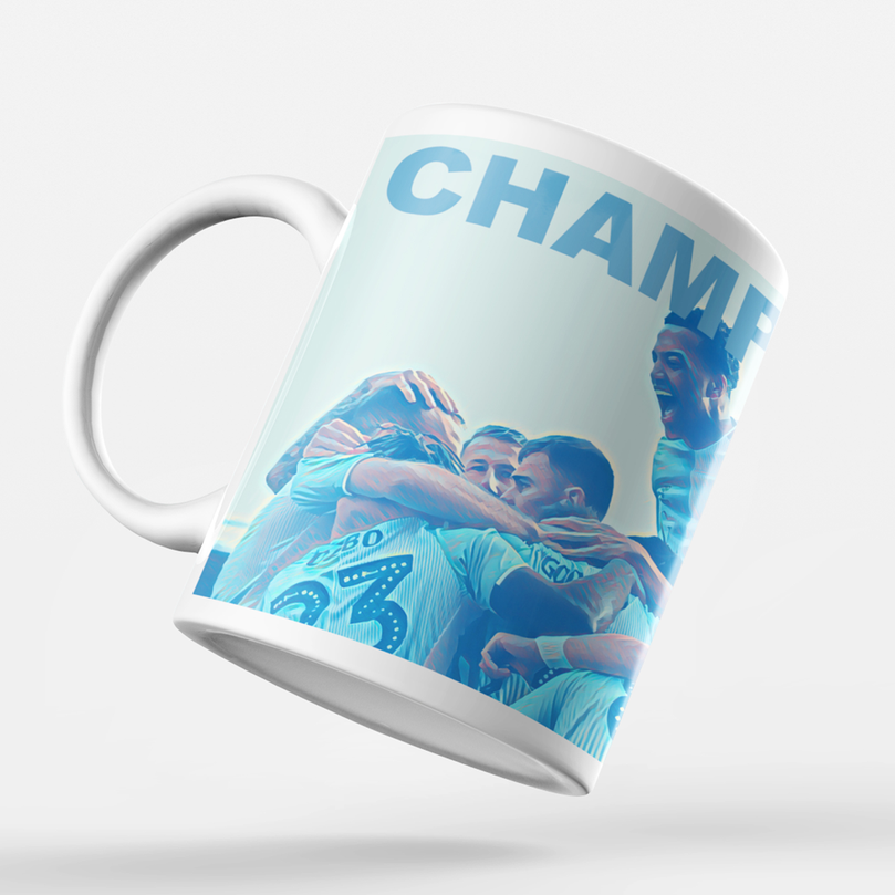 Coventry City 2019/2020 Champions Inspired Colours for Personalised Football Mug with optional Coaster. Perfect item for The Sky Blues fan.