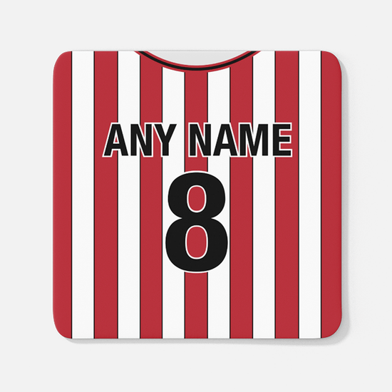 Southampton Retro Style Home Kit Shirt Inspired Colours for Personalised Football Coaster with optional Mug.