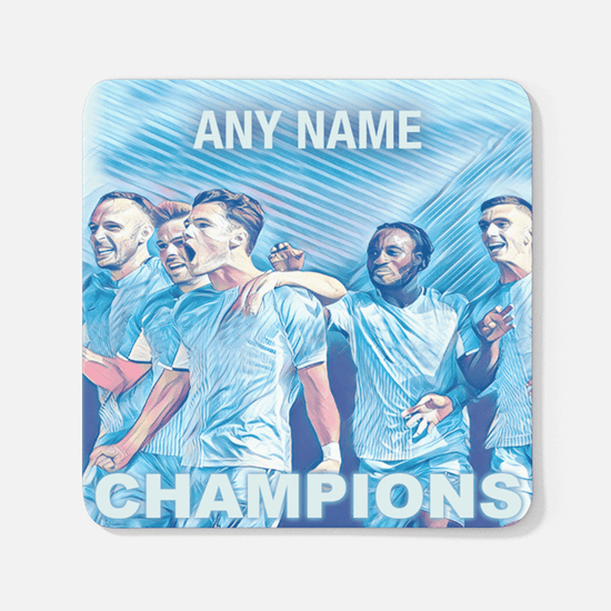 Coventry City 2019/2020 Champions Inspired Colours for Personalised Football Coaster with optional Mug. Perfect item for The Sky Blues fan.