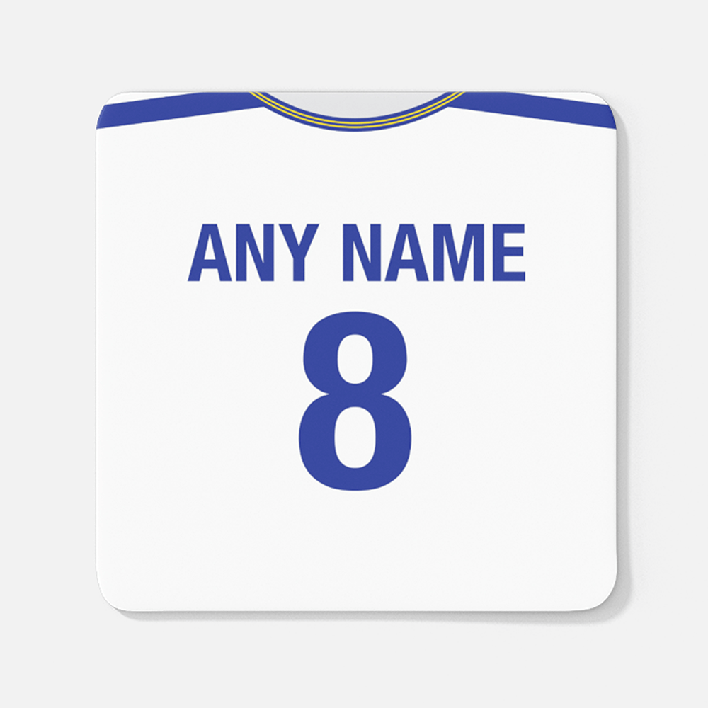 Roma Retro Style Home Kit Shirt Inspired Colours for Personalised Football Coaster with optional Mug.