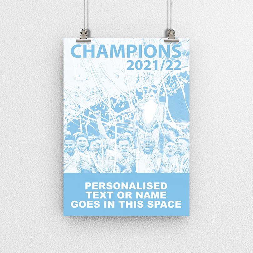 Manchester City 2021/2022 Champions Inspired  'Personalised' Football Poster Print