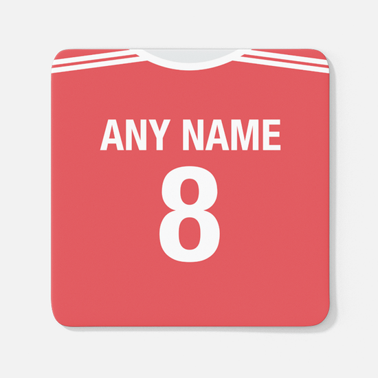 Russia Retro Style Home Kit Shirt Inspired Colours for Personalised Football Coaster with optional Mug. Perfect item for the Sbornaya fan.