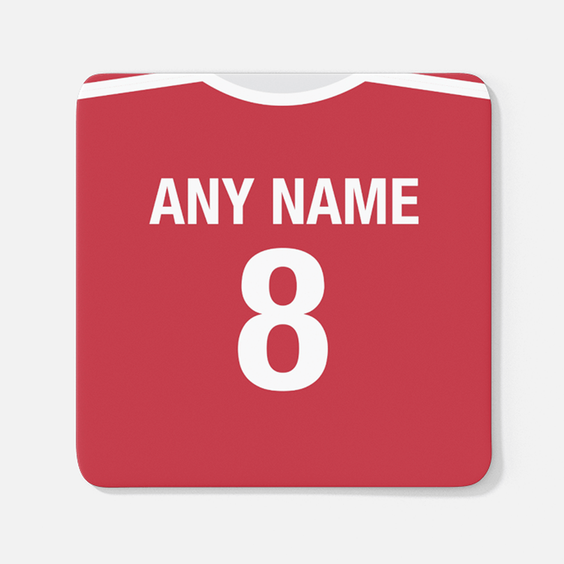 Austria Retro Style Home Kit Shirt Inspired Colours for Personalised Football Coaster with optional Mug. Perfect item for the Wunderteam fan.