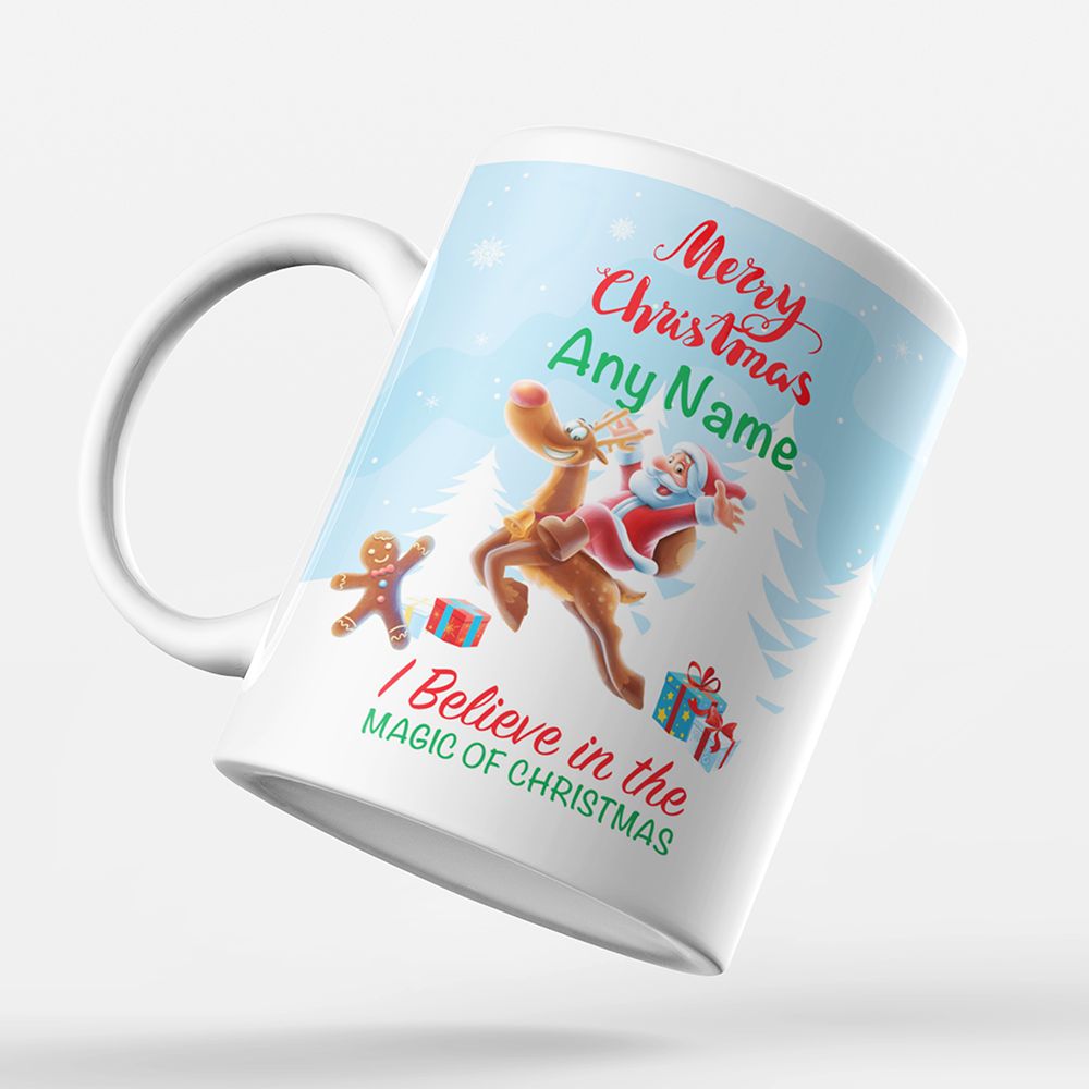 Merry Christmas 'Personalised' Mug. I Believe In The Magic Of Christmas.