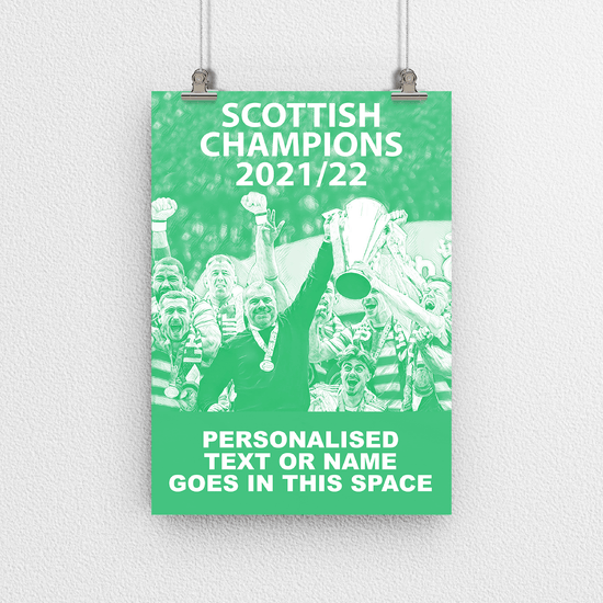 Celtic 2021/2022 Scottish Champions Inspired  'Personalised' Football Poster Print