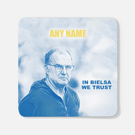 Leeds 2019/2020 Champions Inspired Colours for Personalised Football Coaster with optional Mug. Perfect item for The Peacocks fan.