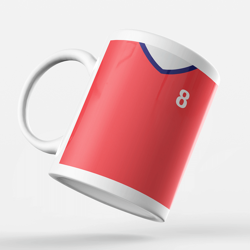 Czech Republic Retro Style Home Kit Shirt Inspired Colours for Personalised Football Mug with optional Coaster. Perfect item for the Lokomotiva fan.