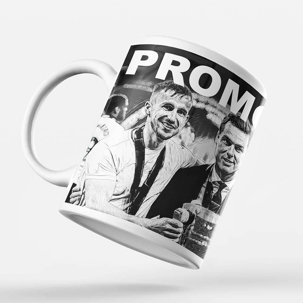 Fulham 2019/2020 Promoted Champions Inspired Colours for Personalised Football Mug with optional Coaster. Perfect item for The Cottagers fan.