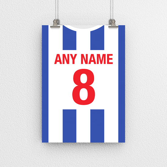 Porto Retro Home Kit Shirt Inspired Colours for Personalised Football Poster Print.