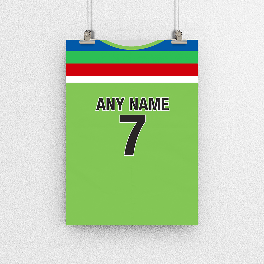 Pakistan Cricket World Cup Retro Kit Inspired 'Personalised' Poster Print.