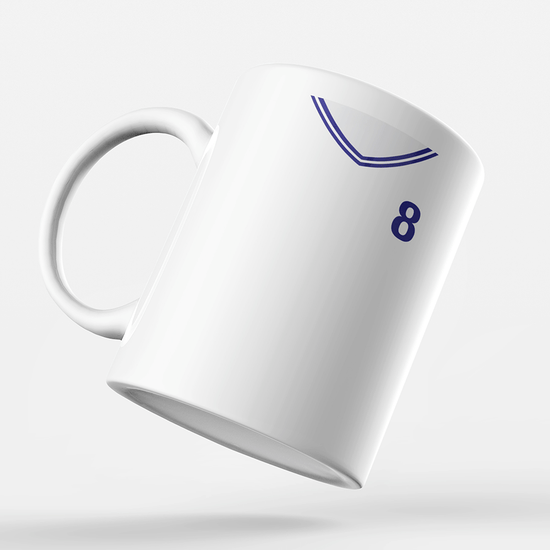 Tottenham Retro Style Home Kit Shirt Inspired Colours for Personalised Football Mug with optional Coaster.