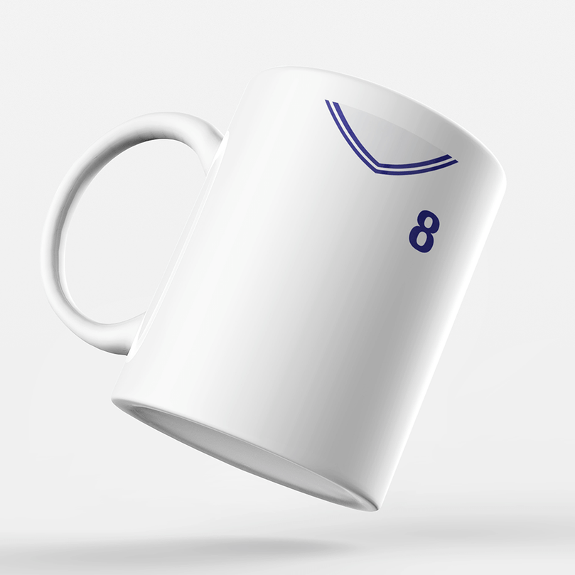 Tottenham Retro Style Home Kit Shirt Inspired Colours for Personalised Football Mug with optional Coaster.