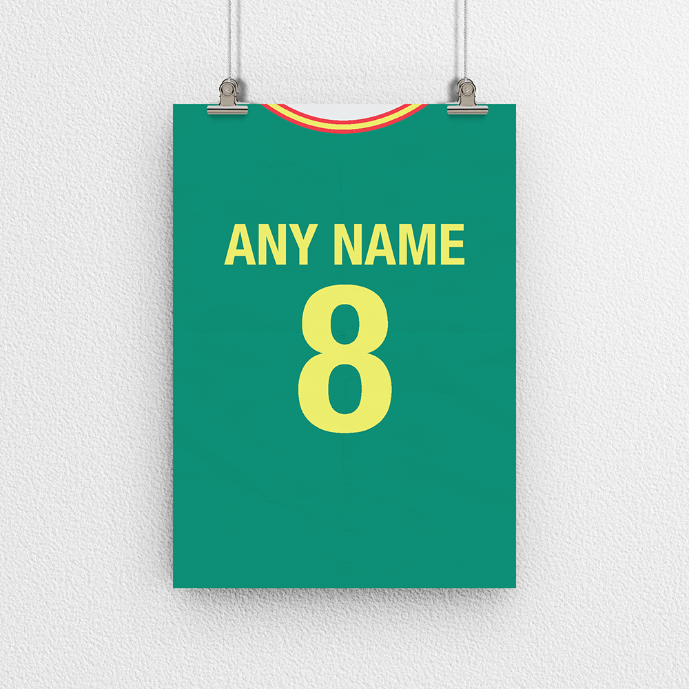 Senegal Retro Home Kit Shirt Inspired Colours for Personalised Football Poster Print.