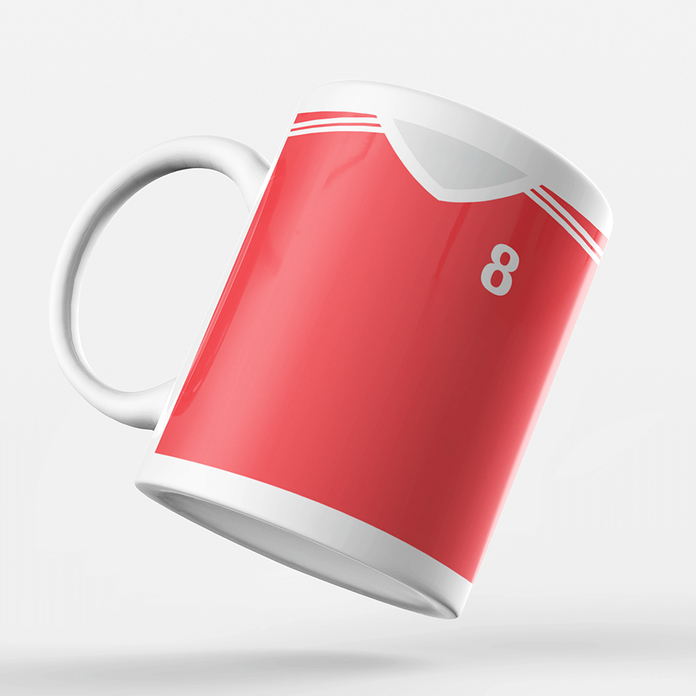 Russia Retro Style Home Kit Shirt Inspired Colours for Personalised Football Mug with optional Coaster. Perfect item for the Sbornaya fan.