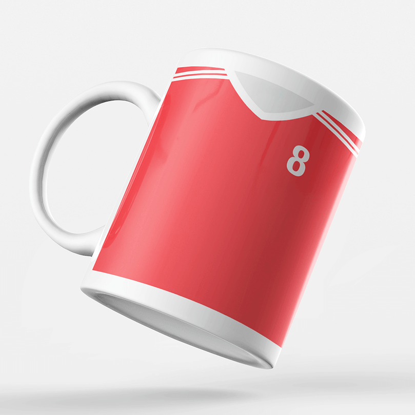 Russia Retro Style Home Kit Shirt Inspired Colours for Personalised Football Mug with optional Coaster. Perfect item for the Sbornaya fan.