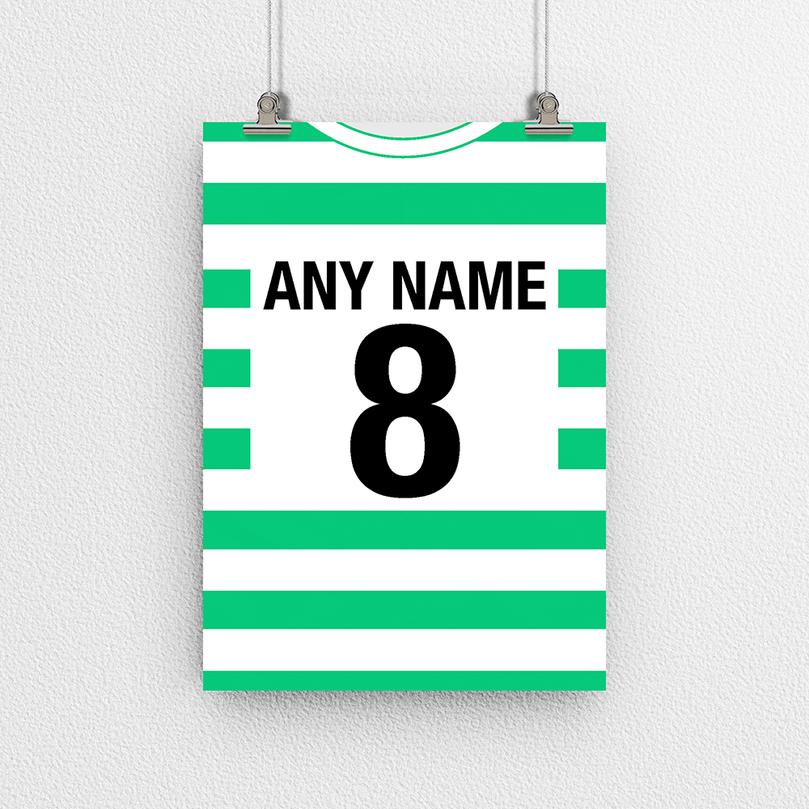 Sporting Lisbon Retro Home Kit Shirt Inspired Colours for Personalised Football Poster Print. Perfect item for the Leões fan.