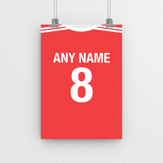 Wales Retro Home Kit Shirt Inspired Colours for Personalised Football Poster Print. Perfect item for The Dragons fan.