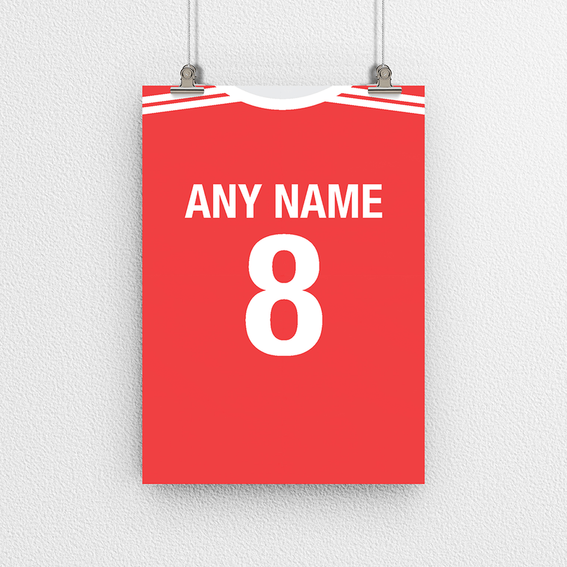 Wales Retro Home Kit Shirt Inspired Colours for Personalised Football Poster Print. Perfect item for The Dragons fan.