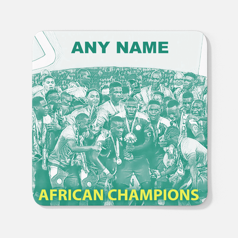 Senegal 2022 African Champions Inspired Personalised Football Coaster with optional Mug. Perfect item for the Lions of Teranga fan.