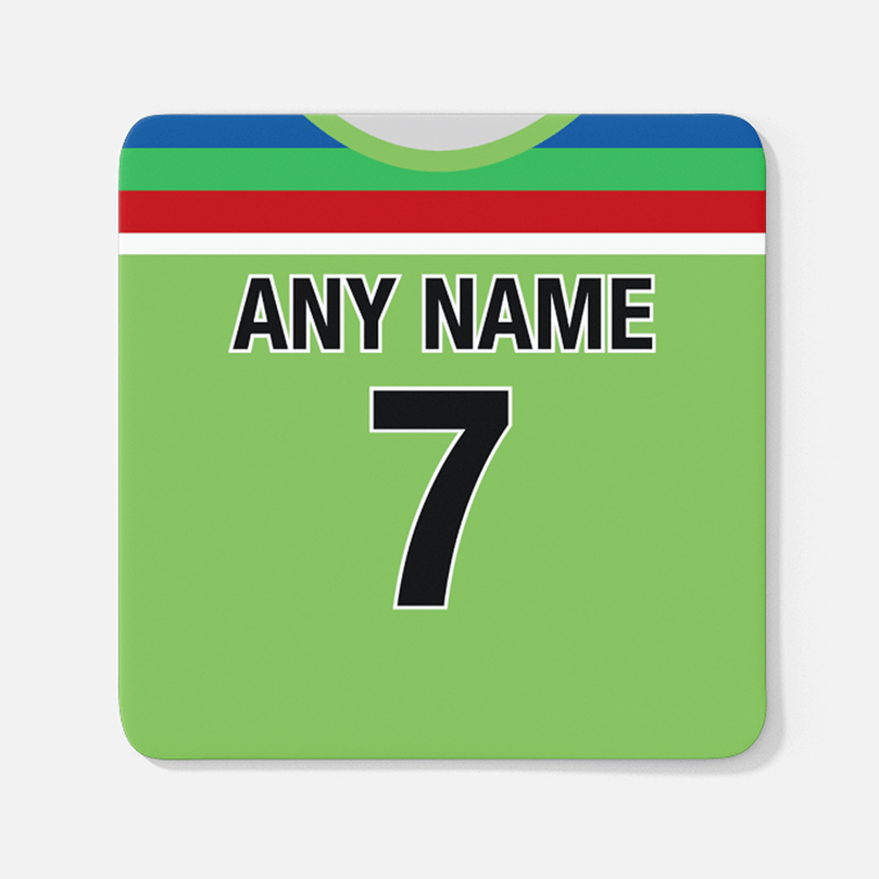 Pakistan Retro Style Home Kit Shirt Inspired Colours for Personalised Football Coaster with optional Mug. Perfect item for the Shaheens fan.