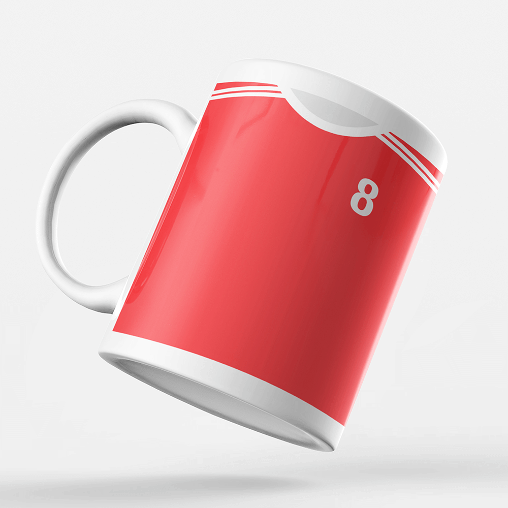 Switzerland Retro Style Home Kit Shirt Inspired Colours for Personalised Football Mug with optional Coaster. Perfect item for The Nati fans.