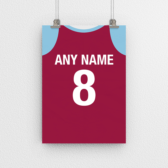 Burnley Retro Home Kit Shirt Inspired Colours for Personalised Football Poster Print.