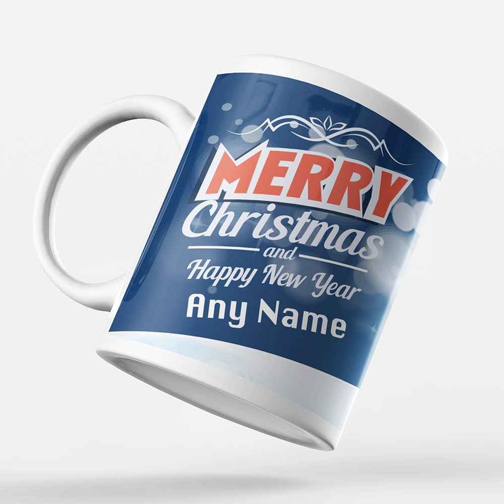 Merry Christmas & Happy New Year 'Personalised' Mug. Xmas Snowman.