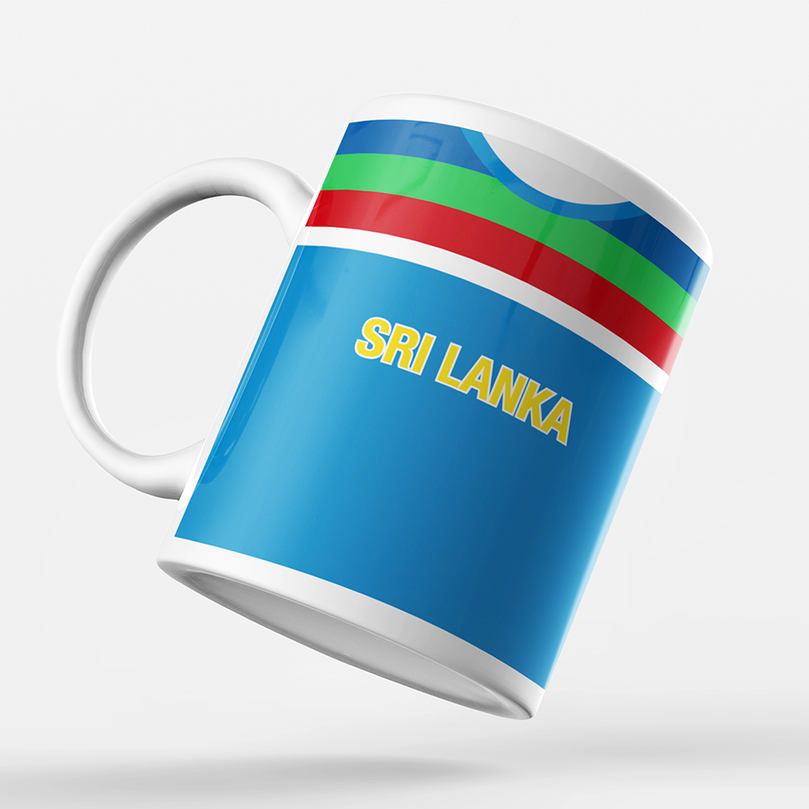 Sri Lanka Retro Style Home Kit Shirt Inspired Colours for Personalised Football Mug with optional Coaster. Perfect item for the Lions fan.