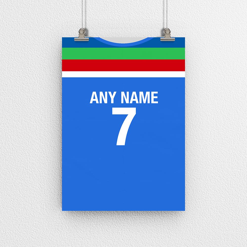 Afghanistan Cricket World Cup Retro Kit Inspired 'Personalised' Poster Print.