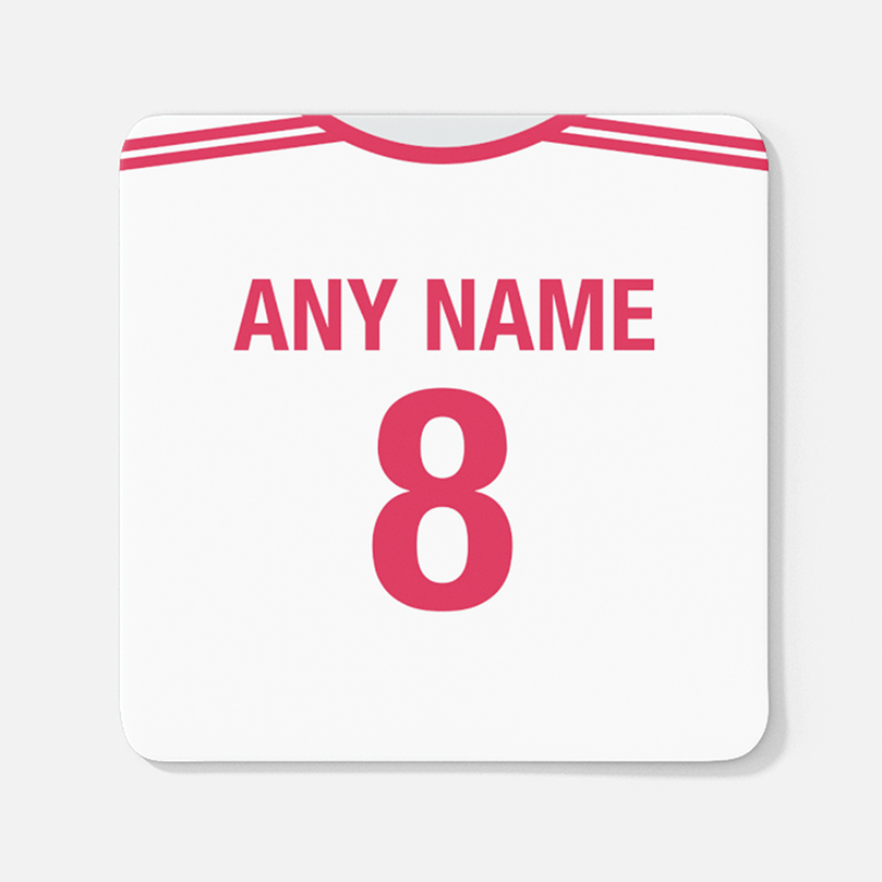 Poland Retro Style Home Kit Shirt Inspired Colours for Personalised Football Coaster with optional Mug. Perfect item for the Bialo-Czerwoni fan.