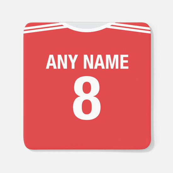 Wales Retro Style Home Kit Shirt Inspired Colours for Personalised Football Coaster with optional Mug. Perfect item for The Dragons fan.