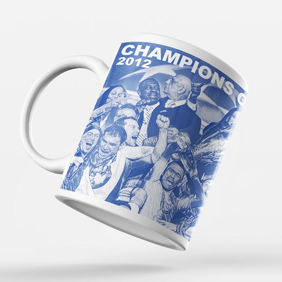 Chelsea 2011/2012 Champions of Europe Inspired Colours for Personalised Football Mug with optional Coaster. Perfect item for The Blues fan.