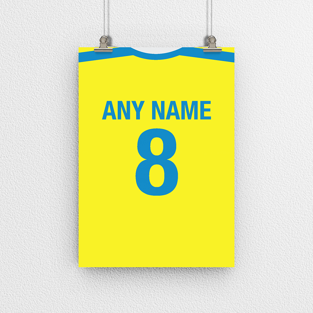 Villarreal Retro Home Kit Shirt Inspired Colours for Personalised Football Poster Print. Perfect item for the Yellow Submarine fan.