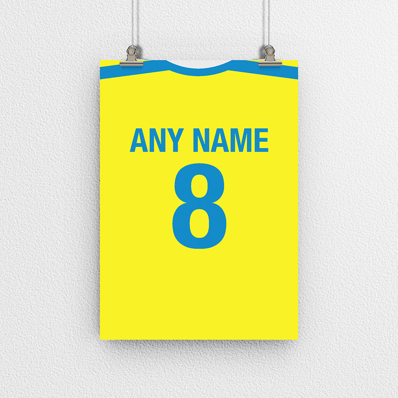 Villarreal Retro Home Kit Shirt Inspired Colours for Personalised Football Poster Print. Perfect item for the Yellow Submarine fan.