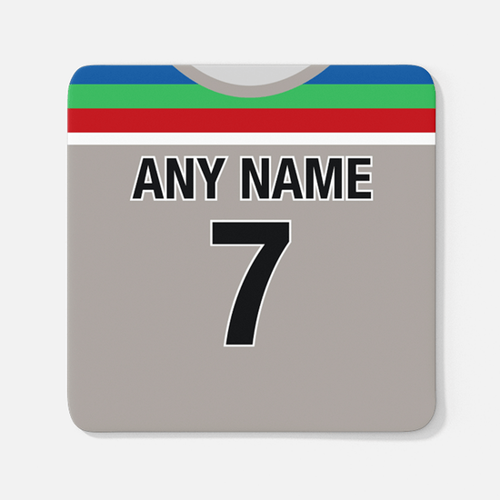 New Zealand Retro Style Home Kit Shirt Inspired Colours for Personalised Football Coaster with optional Mug. Perfect item for the Black Caps  fan.