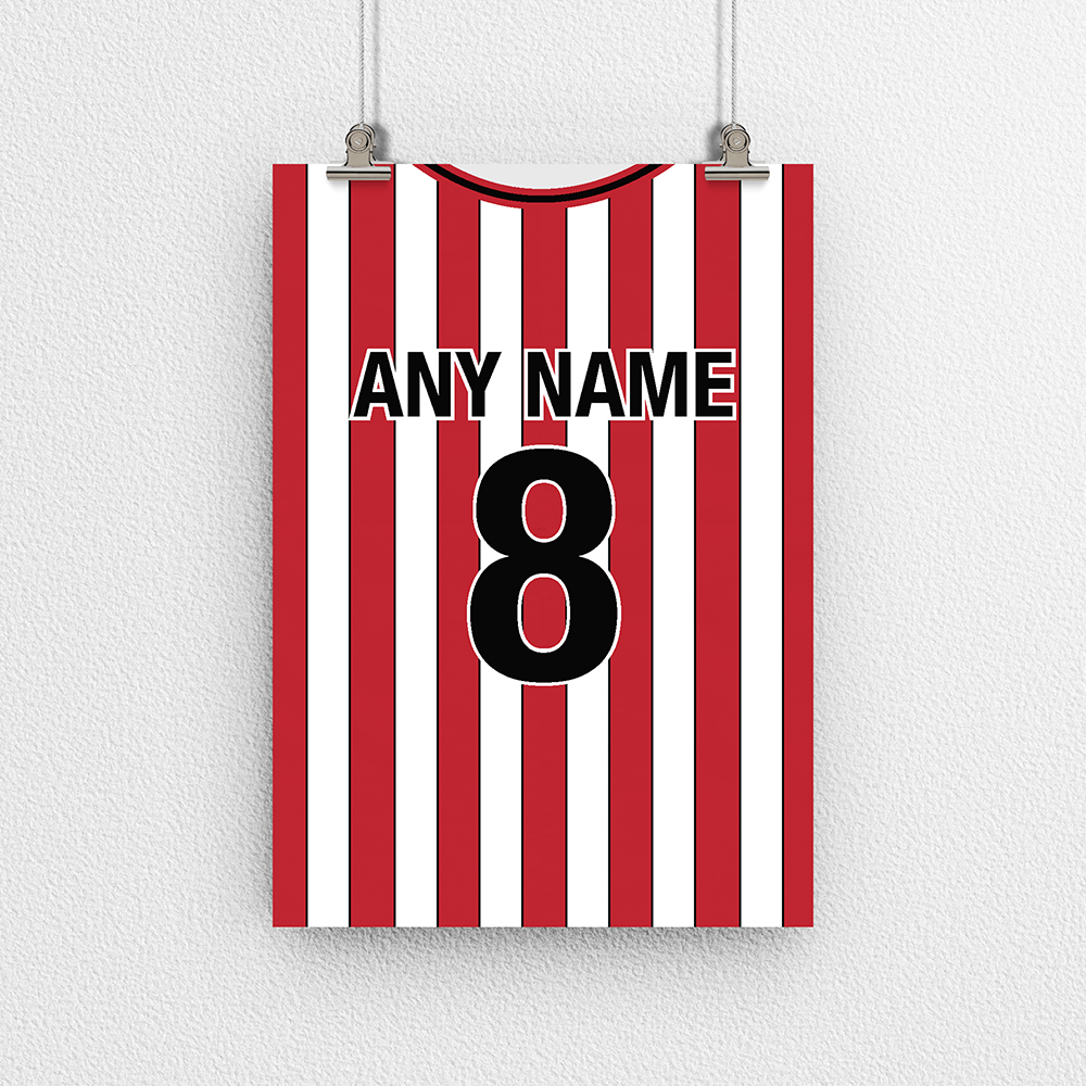 Southampton Retro Style Home Kit Shirt Inspired Colours for Personalised Football Mug with optional Coaster.