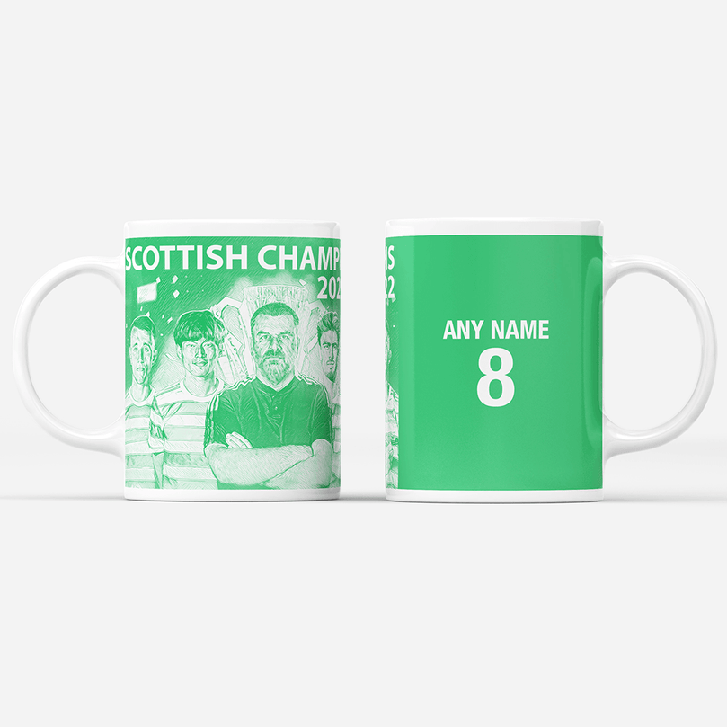 Celtic 2021/2022 Scottish Champions Inspired 'Personalised' Football Mug With Optional Coaster Set