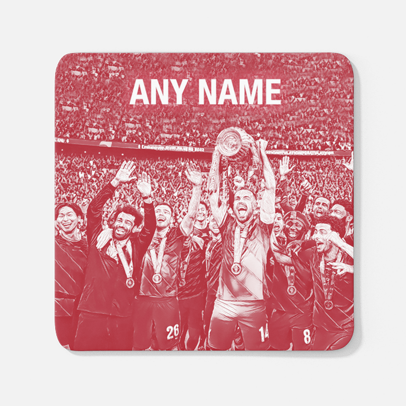 Liverpool 2022 Cup Champions Inspired ‘Personalised' Football Coaster With Optional Mug Set