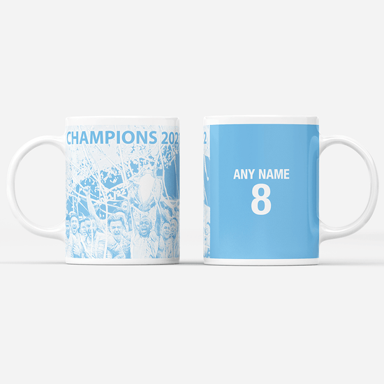 Manchester City 2021/2022 Champions Inspired 'Personalised' Football Mug With Optional Coaster Set