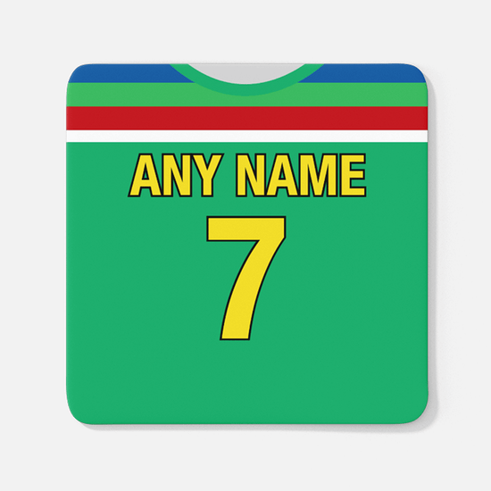 South Africa Retro Style Home Kit Shirt Inspired Colours for Personalised Football Coaster with optional Mug. Perfect item for the Proteas fan.