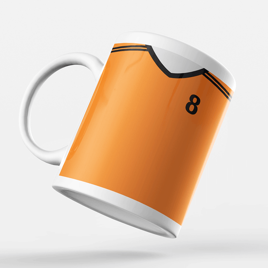 Netherlands / Holland Retro Style Home Kit Shirt Inspired Colours for Personalised Football Mug with optional Coaster.