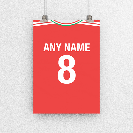 Hungary Retro Home Kit Shirt Inspired Colours for Personalised Football Poster Print. Perfect item for the Valogatott fan.