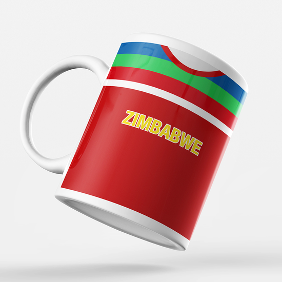 Zimbabwe Retro Style Home Kit Shirt Inspired Colours for Personalised Football Mug with optional Coaster. Perfect item for the Chevrons fan.