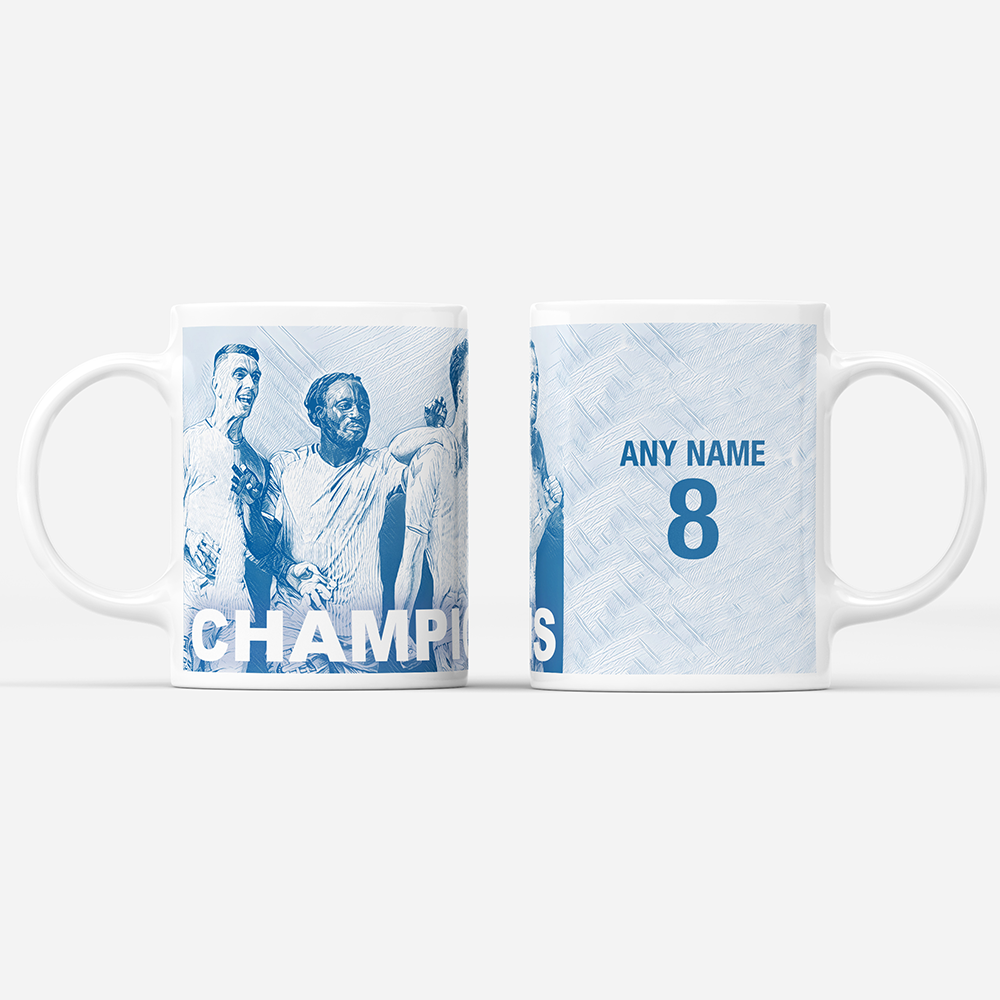 Coventry City 2019/2020 Champions Inspired Colours for Personalised Football Mug with optional Coaster. Perfect item for The Sky Blues fan.