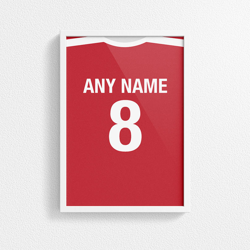 Austria Retro Home Kit Shirt Inspired Colours for Personalised Football Poster Print. Perfect item for the Wunderteam fan.