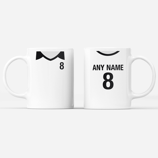 Fulham Retro Style Home Kit Shirt Inspired Colours for Personalised Football Mug with optional Coaster.